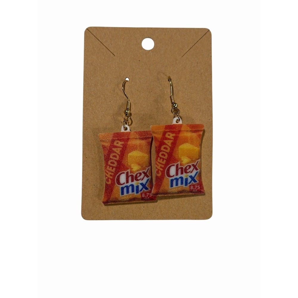 New Novelty Fashion Earrings snack bag food mix cheddarā cheese crackers